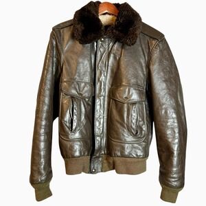 ORIGINAL VINTAGE 1960's GOLDEN FLEECE LEATHER JACKET USA MEN'S LARGE 42 Tall
